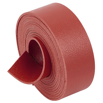 2M Flat Double Face Lychee Pattern Imitation Leather Band, Brown, 25x1.8mm, about 2.19 Yards(2m)/Roll
