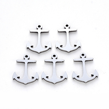 201 Stainless Steel Pendants, Laser Cut, Anchor, Stainless Steel Color, 17x13x1mm, Hole: 1.2mm