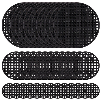 180Pcs 3 Styles Plastic Planter Flower Pot Hole Mesh Pad, DIY Planter Bottom Grid Mat, Flat Round, Black, 25~74x1~1.5mm, 60pcs/style