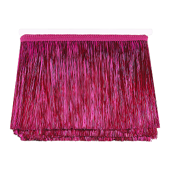 Polyester Tinsel Tassel Trimming, Tinsel Fringe, for Costume Accessories, Christmas Light Decoration, Medium Violet Red, 150x1mm, 10m/card