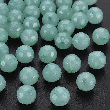 Imitation Jelly Acrylic Beads, Faceted, Round, Medium Aquamarine, 12x11.5mm, Hole: 1.8mm, about 560pcs/500g