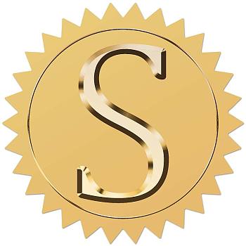 Self Adhesive Gold Foil Embossed Stickers, Medal Decoration Sticker, Letter S, 5x5cm