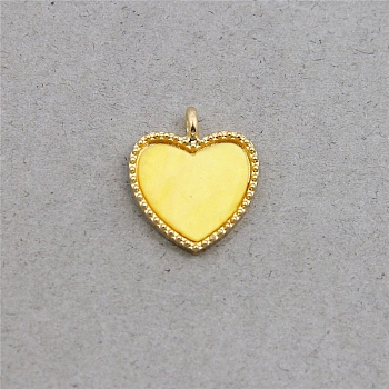 Acrylic Pendants, with Light Gold Plated Alloy Findings, Heart, Champagne Yellow, 18x16x2.5mm, Hole: 2mm