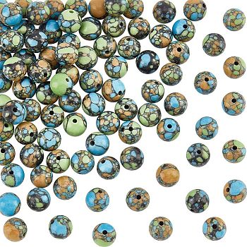 Olycraft Synthetic Turquoise Beads Strands, Dyed, Round, 8mm, Hole: 1mm, about 52pcs/strand, 15.75''(40cm), 2 strands/box