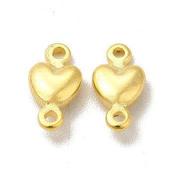 Brass Connector Charms, Cadmium Free & Lead Free, Heart Links, Real 24K Gold Plated, 8.5x4.5x2mm, Hole: 1mm