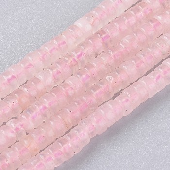 Natural Rose Quartz Beads Strands, Heishi Beads, Flat Round/Disc, 4.5x2.5mm, Hole: 0.8mm, about 160pcs/Strand, 15.7 inch(40cm)
