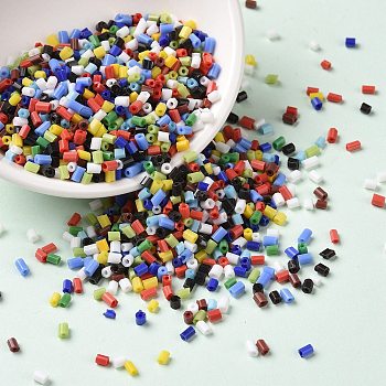 Opaque Glass Seed Beads, Round Hole, Column, Colorful, 1.5~2x2~2.5mm, Hole: 0.7mm, about 34615Pcs/pound