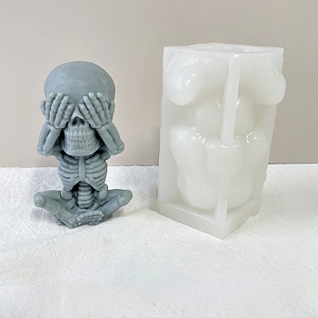 Halloween Theme DIY Candle Silicone Molds, Resin Casting Molds, For UV Resin, Epoxy Resin Jewelry Making, Skull, White, 120x71x64mm, Inner Diameter: 38x30mm