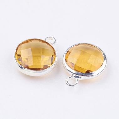 Charmes ronds plats en verre en laiton plaqué argent(GLAA-M003-A-23S)-2