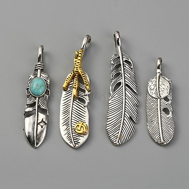 Antique Silver & Antique Golden Feather Alloy Big Pendants