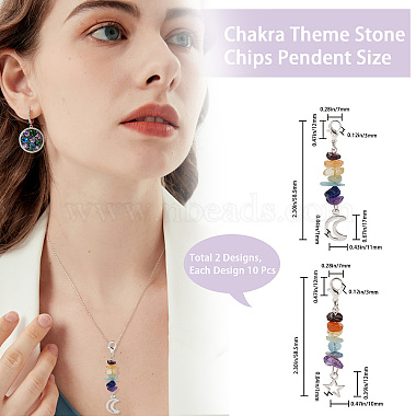 creatcabin 20pcs 2 styles chakra thème pierres précieuses naturelles pendentif décorations(HJEW-CN0001-24)-2