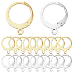 80Pcs 2 Colors 304 Stainless Steel Leverback Earring Findings, with Loop, 925 Sterling Silver Plated &Real 18K Gold Plated, Golden & Silver, 14~14.5x12x2mm, Hole: 1.2mm, Pin: 0.6x1mm, 40pcs/color(STAS-SC0010-56)