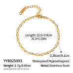 European 2.8MM 304 Stainless Steel Oval Link Chain Bracelets, Real 18K Gold Plated, 6-1/4 inch(16cm)(GN2970-2)
