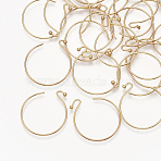 Brass Earring Hooks, Real 18K Gold Plated, 24~26x21~24mm, Pin: 0.7mm(X-KK-T035-102G)