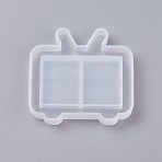 Shaker Mold, DIY Quicksand Jewelry Silicone Molds, Resin Casting Molds, For UV Resin, Epoxy Resin Jewelry Making, Television, White, 50x52x8mm, Inner Size: 48x50mm(X-DIY-G007-17)