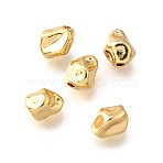 Brass Beads, Nickel Free, Nuggets, Real 18K Gold Plated, 6.5x4.5x4.5mm, Hole: 1mm(KK-R222-02G-01)