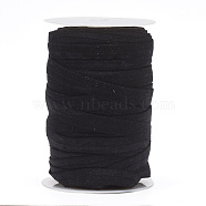 Flat Elastic Rope Cord, Heavy Stretch Knit Elastic with Spool, Black, 15.5mm, about 82.02 yards(75m)/roll(EC-XCP0001-04)