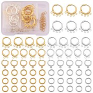 12Pcs 6 Style Brass Leverback & 4Pcs 2 Color Hoop Earring Findings, with Horizontal Loop and 60Pcs Jump Rings, Golden & Silver, 14~18.5x11~18x1.5~2mm, Hole: 1~1.5mm, Pin: 0.5~1mm, 2Pcs/style(FIND-SZ0002-66)