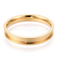 201 Stainless Steel Grooved Finger Ring Settings, Ring Core Blank, for Inlay Ring Jewelry Making, Golden, Inner Diameter: 21mm(RJEW-TAC0017-4mm-05C)