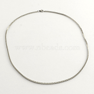 304 Stainless Steel Box Chain Necklaces, Stainless Steel Color, 20 inch(50.8cm)(NJEW-R223-02)