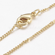 Brass Chain Necklaces, with Lobster Claw Clasps, Real 18K Gold Plated, 17.5 inch(44.5cm)(MAK-L009-11G)