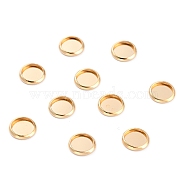 304 Stainless Steel Cabochon Settings, Plain Edge Bezel Cups, Flat Round, Golden, 8x1mm Tray: 6mm(STAS-Y001-12A-G)