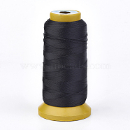 Polyester Thread, for Custom Woven Jewelry Making, Black, 1mm, about 230m/roll(NWIR-K023-1mm-14)