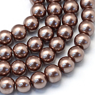 Baking Painted Pearlized Glass Pearl Round Bead Strands, Camel, 10~11mm, Hole: 1.5mm, about 80~85pcs/strand, 31.4 inch1.5mm(HY-Q003-10mm-78)