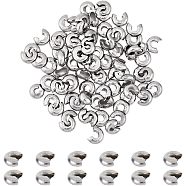 Stainless Steel Crimp Beads Cover, Stainless Steel Color, 0.7x0.3cm, Hole: 2mm, 50pcs/box(FIND-FH0005-38)