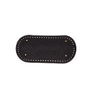 PU Leather Knitting Crochet Bags Bottom, with Iron Findings, for Bag Bottom Accessories, Oval, Black, 25.5x12.1x0.4cm, Hole: 5mm(FIND-WH0094-53A-01)