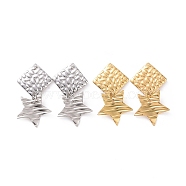 304 Stainless Steel Rhombus with Star Dangle Stud Earrings for Women, Mixed Color, 35mm, Pin: 0.8mm(EJEW-G328-14)