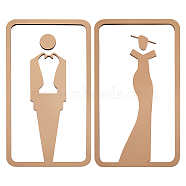 2 Sets 2 Styles Acrylic Bathroom Door Public Signs, Toilet Gender Sign, Rectangle, Gold, 201x110x4mm, 1 set/style(AJEW-GF0007-61B)