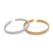 Unisex 304 Stainless Steel Mesh Bangles, Cuff Bangles, Mixed Color, 2-1/4 inch(5.7cm)(BJEW-M284-11)