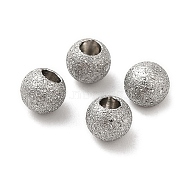 304 Stainless Steel Cord End, End Caps, Textured Round, Stainless Steel Color, 4mm, Hole: 1.6mm(STAS-A085-03B-P)