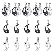 10 Sets Alloy Enamel Split Pendants, Gossip/Yin Yang, White, Black, 29x25x2mm, Hole: 4x7mm, 2pcs/set(FIND-CA0006-24)