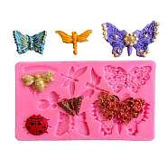 DIY Butterfly/Dragonfly/Bees/Ladybug Food Grade Silicone Molds, Fondant Molds, Resin Casting Molds, for Chocolate, Candy, UV Resin & Epoxy Resin Craft Making, Random Color, 135x87x10mm, Inner Diameter: 18~38x26.5~56mm(SIMO-H011-02)