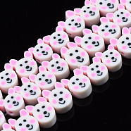 Handmade Polymer Clay Bead Strands, Mouse, Pink, 10~13x8~11x4.5~5mm, Hole: 1.6mm, about 40pcs/strand, 13.46 inch~14.17 inch(34.2~36cm)(CLAY-T020-25)