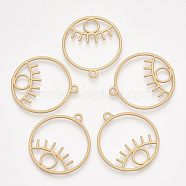 Smooth Surface Alloy Pendants, Ring with Eye, Matte Gold Color, 39x35x2mm, Hole: 2mm(X-PALLOY-T067-57MG)