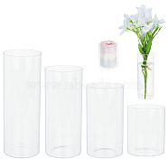 4Pcs 4 Styles Column Glass Vase Ornaments, for Home Office Wedding Decoration, Clear, 65~65.5x79~179mm, Inner Diameter: 60.5~61mm, 1pc/style(GLAA-BC0001-23)