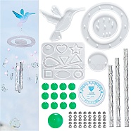 DIY Hummingbird Wind Chime Making Kits, Including Silicone Molds, Aluminum Tube, Acrylic Beads and Crystal Thread, White, 73pcs/set(DIY-P028-16)