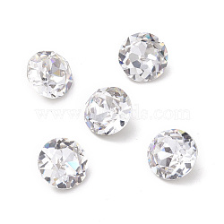 K9 Glass Rhinestone Cabochons, Pointed Back & Back Plated, Flat Round, Crystal, 8x4.5mm(RGLA-J035-B-TG001)