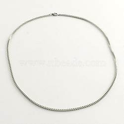 Tarnish Resistant 304 Stainless Steel Box Chain Necklaces, Stainless Steel Color, 20 inch(50.8cm)(NJEW-R223-02)