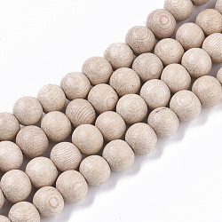Undyed & Natural Wood Beads Strands, Waxed, Round, Antique White, 9x8mm, Hole: 1.4mm, about 103pcs/strand, 31.89 inch(WOOD-T024-036)