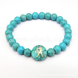 Minimalist European Style Constellation Synthetic Turquoise Beaded Stretch Bracelets for Women, Libra(XC6059-2)