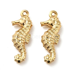 Brass Pendants, Real 18K Gold Plated, Sea Horse, 21x8x3mm, Hole: 1mm(KK-O100-16G-02)