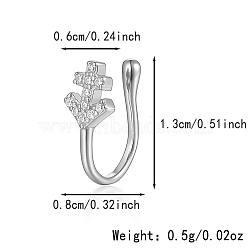 925 Sterling Silver Pave Clear Cubic Zirconia Nose Rings, Halloween Nose Cuffs, Fashion Jewelry, Silver, Anchor & Helm, 13x8mm(IM7825-16)