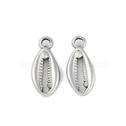 Non-Tarnish 304 Stainless Steel Pendants, Shell Charm, Stainless Steel Color, 17x8x2.6mm, Hole: 2.1mm(STAS-C106-02P)