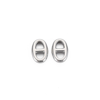 304 Stainless Steel Connector Charms, Oval, Stainless Steel Color, 10x6.5x2mm, Hole: 2.5mm