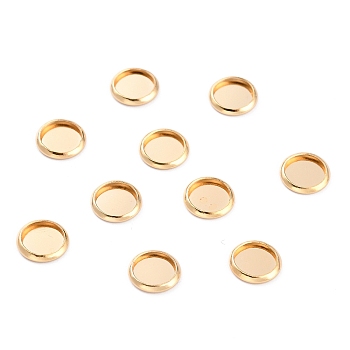 304 Stainless Steel Cabochon Settings, Plain Edge Bezel Cups, Flat Round, Golden, 8x1mm Tray: 6mm