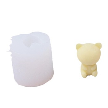 Bear DIY Candle Silicone Molds, for Scented Candle Making, White, 3.6x3.6cm